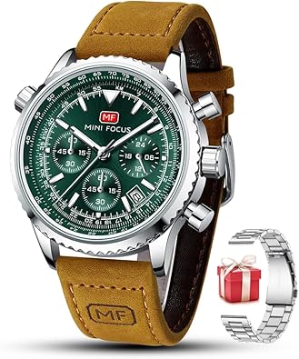 Mini Focus Men Watches Business Casual Wrist Watches (Multifunction/Waterproof/Luminous/Calendar) Genuine Leather Band
