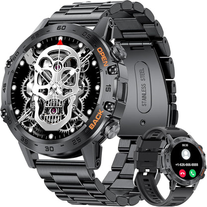 Military Smart Watch for Men(Answer/Dial Calls),100 Sports Modes, 5ATM Waterproof Fitness Watch with Heart Rate/SpO2/Blood Pressure for Android and iOS,1.39''HD DIY Screen Smartwatch Black